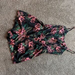 Black and Pink Floral Jumpsuit